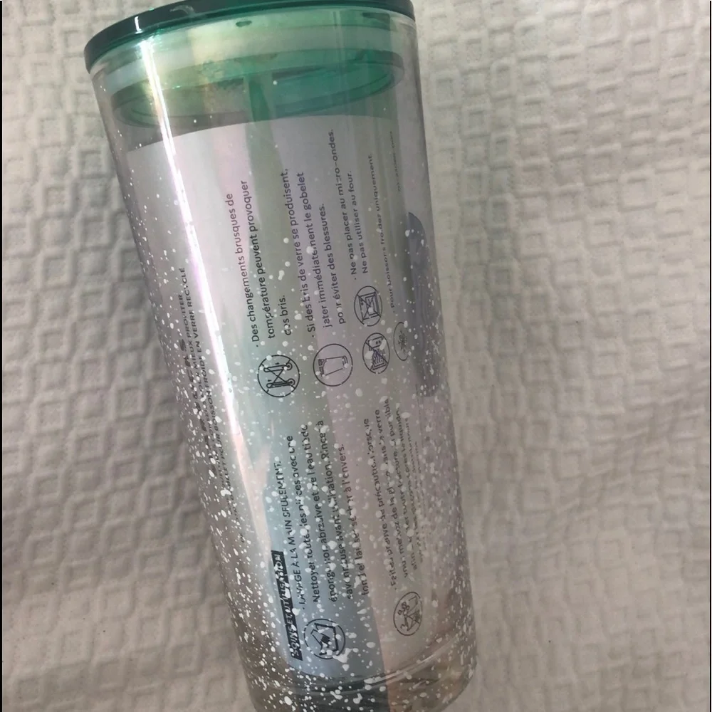 Starbuck Clear Speckle Snow Mint Glass Tumbler